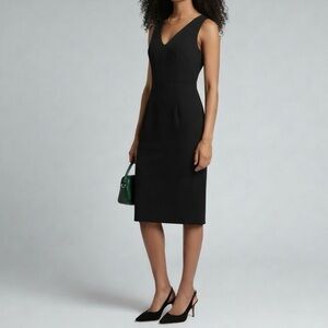 Banana Republic Black Structured Tailored Sheath Dress Sleeveless Size 0